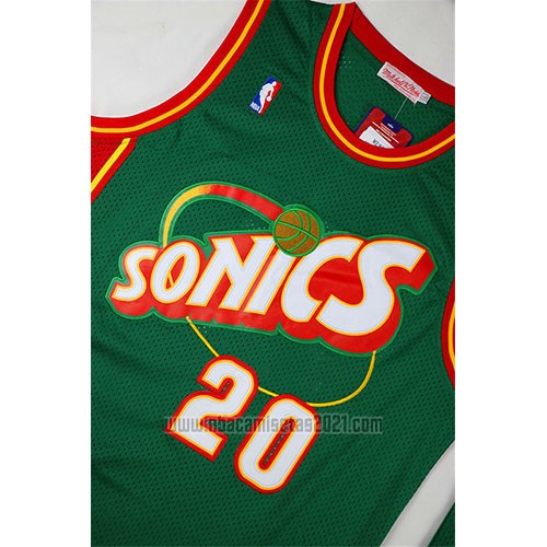 Camiseta Seattle SuperSonics Gary Payton #20 Historic Retro Verde2